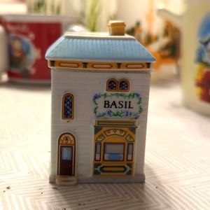 Vintage The Lenox Spice Village Basil Porcelain House Jar With Lid 1989